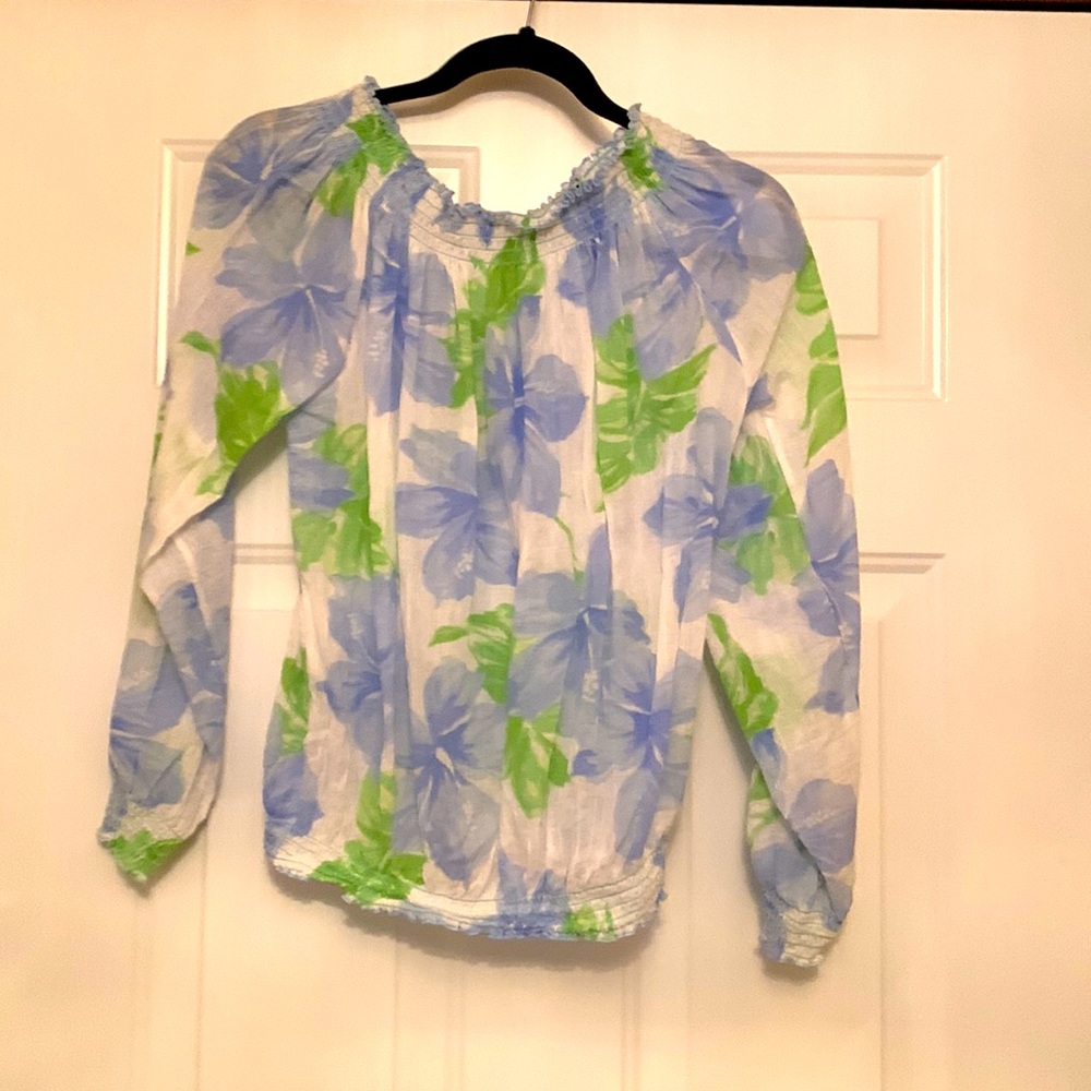 Venus Off the Shoulder Cotton Floral Top L/Fits M NWOT Coastal Flirty Feminine